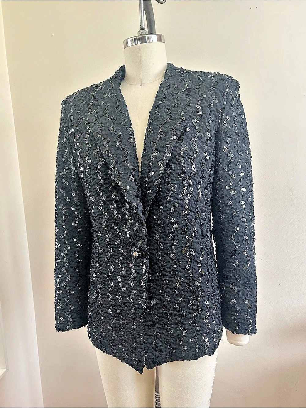 80’s Lori Ann Montreal Sequin Blazer in Black - Size 12 (M/L)